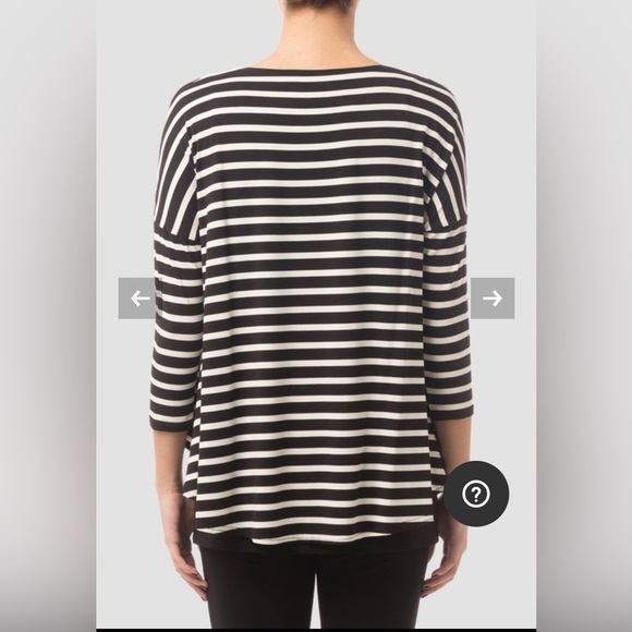 Joseph Ribkoff Black & White Striped Tiered Tunic Top Round Neck 3/4 Sleeve Sz.4 - Picture 3 of 11